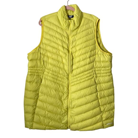Lands End Vest Womens 2X Yellow Puffer Quilted Down Feathers Outdoor Lightweight - Picture 1 of 12